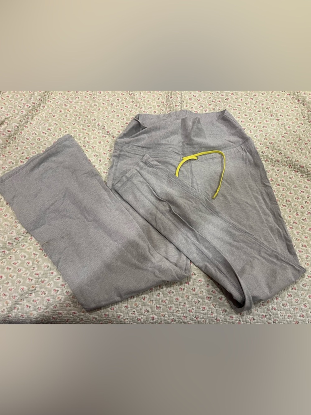 Comfort Zone Women's Gray Jogger Pants with Neon Yellow Drawstring